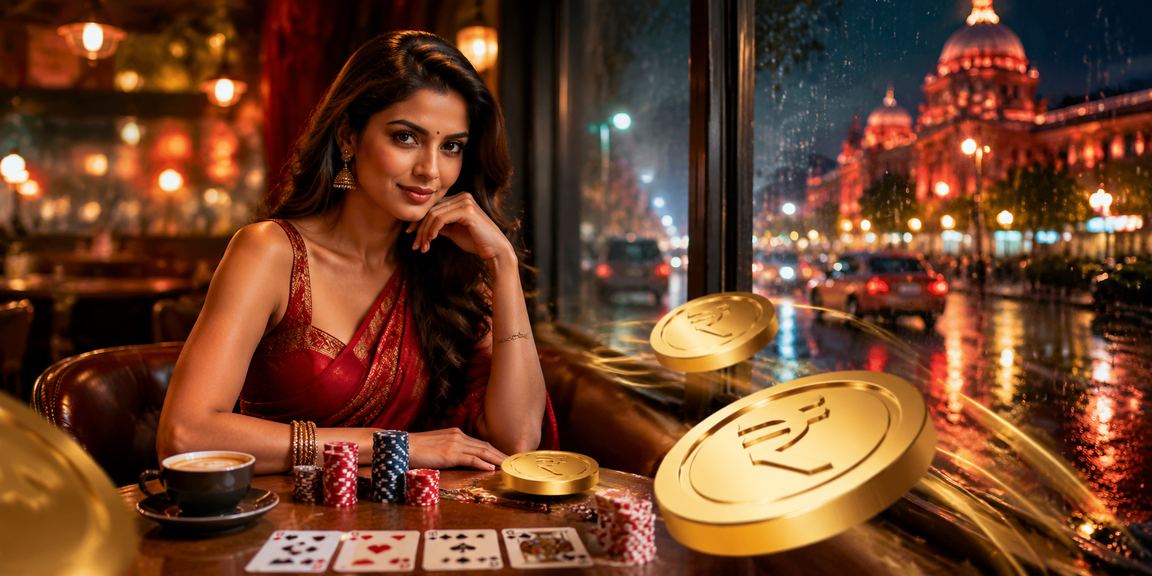 Poker player placing side bets using rupee chips in Mumbai